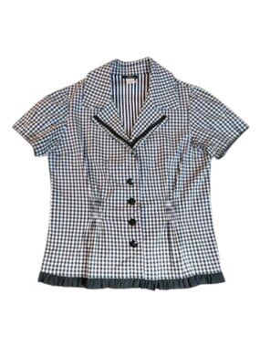 Vex Preppy Black and White Gingham Cotton Jacket/Top Size 10-12